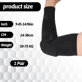 Aiyorse 2 Pack Arm Elbow Sleeves, Honeycomb Anti Collision Padded Arm Sleeve Compression Protection Support Arm Sleeves for Men Women Football Basketball Volleyball