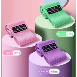 Exercise Resistance Bands for Legs, Hip, Thigh, Glute Workout - Elastic Fabric Bands for Pilates Flexbands, 3 Booty Bands for Women and Men with Workout Band Guide