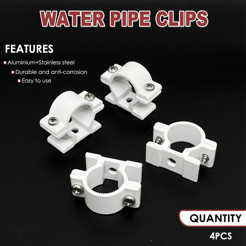4pcs Water Pipe Clips,Wall Mounted Aluminium Pipe Clip Clamp C-Clamps