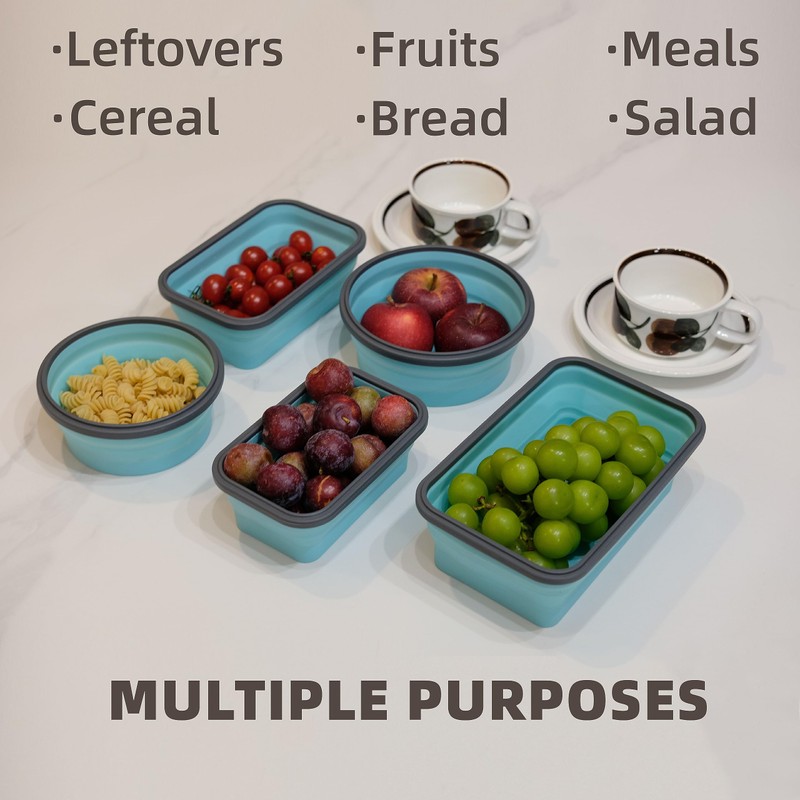 Lunememo 8 Pack Collapsible Silicone Food Storage Containers with Lids,