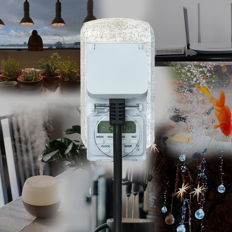 NOVKIT Digital Timer Socket for Outdoor Use with 8 Programmes