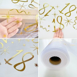 Wirsindeins Birthday Decorative Table Runner 28 cm x 15 m – Golden Table Decoration Can Be Cut to Size, Universal for Men and Women (18 Years)