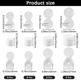 GORGECRAFT 32Pcs 4 Sizes Smooth Flip Top Dispensing Cap White Replacement Bottles Emptying Caps Reusable Plastic Leak-Proof Snap Top Plug for Shampoo Moisturizer Squeeze Bottles Spill Proof Stopper