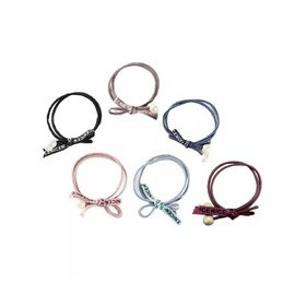 OWIEOW 7 Pcs Hair Elastic Ribbon, Mature Simple, Stylish, Hair Accessories, Hair Access, Adult, Cute, Thin, Hair Arrangement, Office, Ring Rubber, Bulk Hair (1- Black)