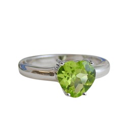 8mm herzförmiger Peridot Sterling Silber Ring - Natürlicher Edelstein - Geburtstagsgeschenk - Weihnachtsgeschenk - Handgefertigte Geschenkideen für Frauen (US Size 8 / Diameter 18.2)