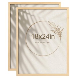 Egofine 18x24 Poster Frame Set of 2 Solid Wood Frame with Plexiglass Matted for 16x20 for Wall Mounting Hanging Picture Frame Vertically or Horizontally, Natural Wood