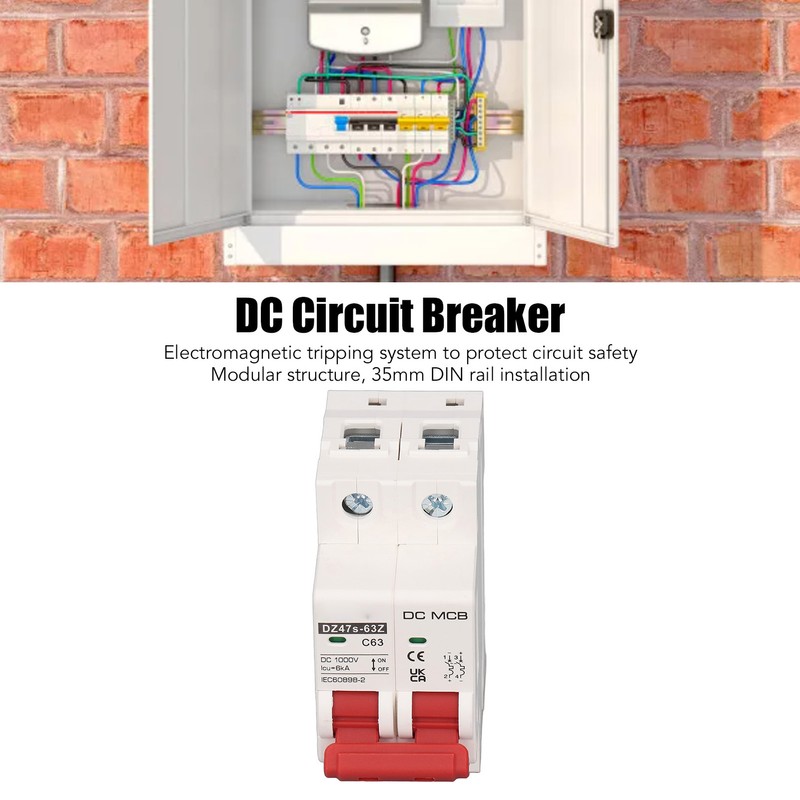 DC Circuit Breaker 2P 63A 6KA Breaking Capacity DIN Rail