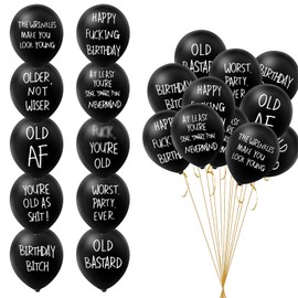 XZEIT Funny Balloons, 50 PCS Funny Old Age Birthday Party Balloons with 10 Different Phrases, for Single Party, Graduation Party, Adult Party Birthday Graduation Decorations