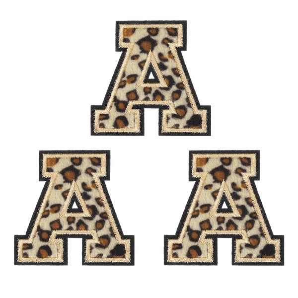 MECCANIXITY Letters a Patches Leopard Iron-On Letters a Patch Black