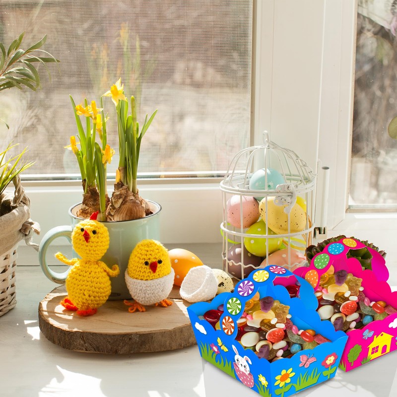 LANGFON 8 Packs Easter Gift Boxes Easter Egg Treat Boxes