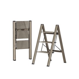 SOLADDER 3 Step Stool, Anti-Slip and Lightweight Foldable Step Ladder for Kids & Adults to Use in Kitchen,Closet and Library,300lbs(Gold)