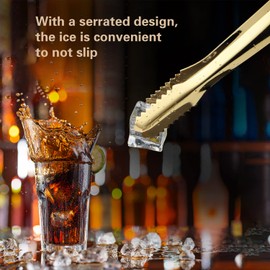 MSY BIGSUNNY 7 Inch Ice Tongs, Thickened Stainless Steel Sugar Cube Serving Tongs with Teeth for Tea, Party, Coffee, Bar, Food - Set of 2, Golden