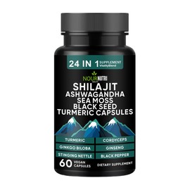Nour Nutri Health Vitality and Wellness Support Ultra 24 in 1 Supplements Blend – Ingredient includeShilajit,Black Seed Oil, Ashwagandha, and More – 60 Capsules