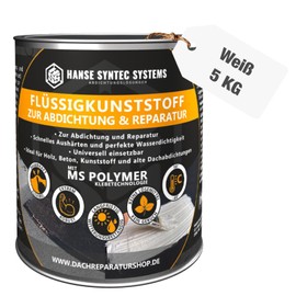 HSS Liquid Plastic for Sealing & Repair - UV & Weather Resistant - MS Polymer - Solvent & Bitumen Free - White - 5 kg for Approx. 5 m²