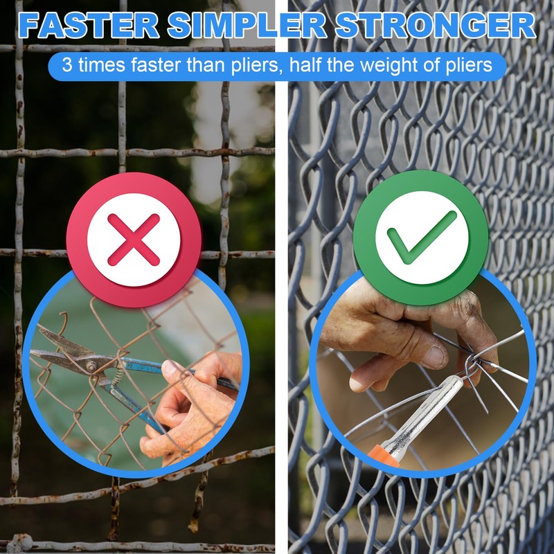 Wire Fence, T Post Clips Tool with Winder 3 Holes