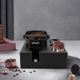 CNCEST Espresso Organizer Box, Espresso Tool With Particle Bucket and Handle, Coffee Powder Dispenser for Home Office Milk Tea Shops, Coffee Shops (Black)