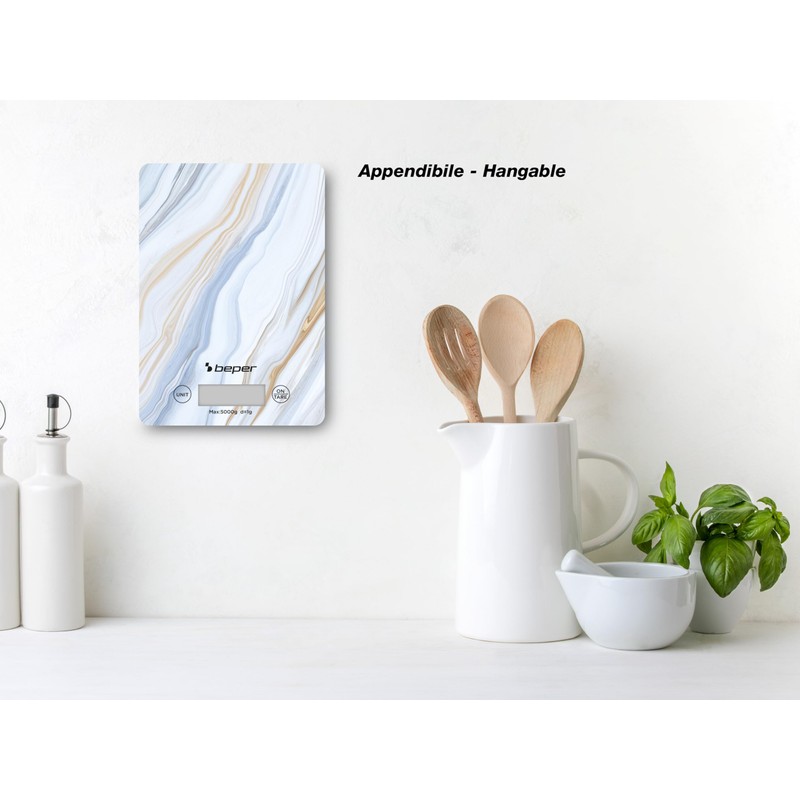 BEPER P102BIL001 Digital Kitchen Scale, Tempered Glass Top, Kitchen Scales