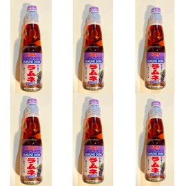 Shirakiku Grape Flavor Carbonated Ramune Dink 6.76 Fl Oz(6 Bottle)