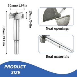 Carbide Tipped Bit, 50mm High-Precision Centering Point, Wood Drilling Hole Saw Set for Perfect Round Holes for Wood with High, Plastic, Plywood