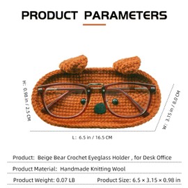 XHMQYC Crochet Cute Glasses Holder for Nightstand Eyeglass Case Knitted Animal Cat Pig Dog Bear Eyeglass Holder Stand Tray for Reading Desk Sunglass Storage - Dog