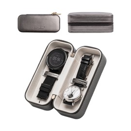 Travel Watch Box Single Portable Watch Travel Case for Men Women,Small Watch Band Storage Holder Box,Accessories Display Case for Wrist Watch,Gift for Husband Father and Brother (Silver Gray-2)