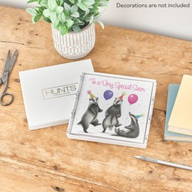 Hunts England - Luxury Boxed Sister Badgers Funny Birthday Card - Milo's - Wildlife Birthday Card For Sister - Birthday Card For Animal Fan Sister - Card In Keepsake Box