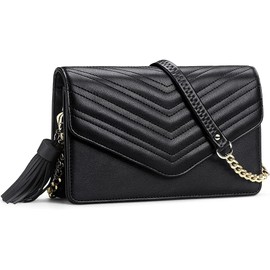 Peacocktion Small Quilted Crossbody Bags for Women, Shouler Handbags RFID Cell Phone Wallet Purse Clutch with Tassel