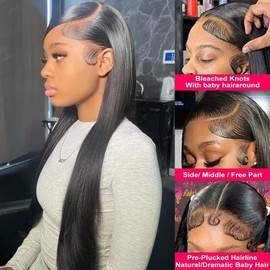 XEILOHO 22 Inch Straight Human Hair Wig 13x6 HD Lace Front Wig | 200% Density Real Human Hair | Pre-Plucked Baby Hair | Glueless Design