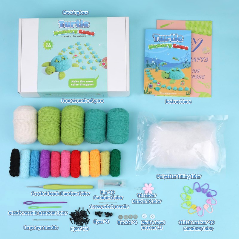 BUOKKON Crochet Kit for Beginners, Turtle Family Crochet Kit, Beginner
