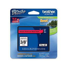 Brother Tape, Black on Red, 9mm (TZE-421)