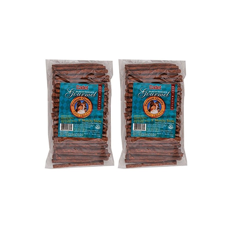 (2 Pack) Rawhide Munchy Sticks Beef, 5-Inch (100 Count Per