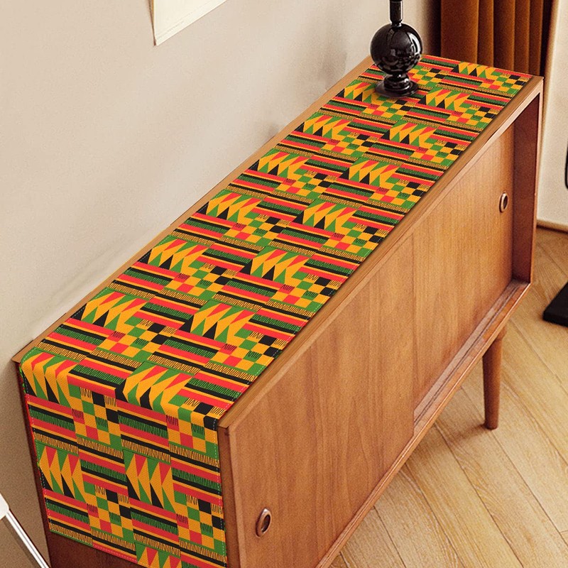 Nepnuser African Print Table Runner Juneteenth Decorations Kwanzaa Kente National