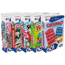 Hasbro Gaming Grab and Go Travel Games Set of 5- Sorry!, Hungry Hippos, Monopoly, Guess Who?, and Candy Land