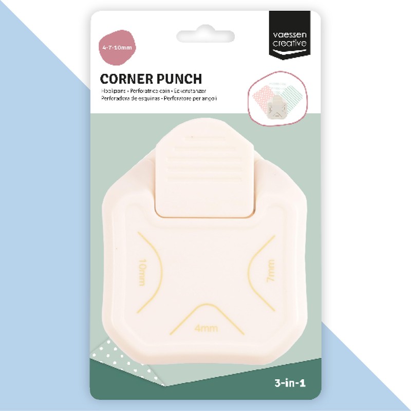 Vaessen Creative 3-in-1 Corner Punch 4-7-10 mm, Cream