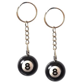 BeeSpring 2 Pcs 8 Ball Keychain Billiards Ball Keyring Creative Number Black Billiard Key Ring Key Chains Gift for Billiards Lover Accessories Sports Souvenirs (0.98in)