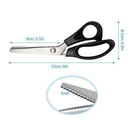 Anlising Serrated Scissors for Fabric, Paper, Crafts, Fabric Scissors, Triangle Scissors, Rustproof Stainless Steel Scissors, Zigzag Scissors, Lace Scissors (Black)