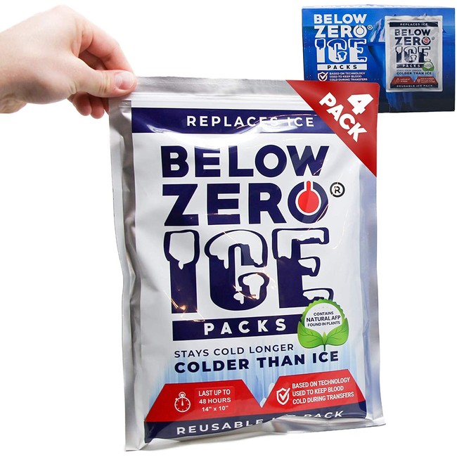 Below Zero Colder Than Ice Freeze Cooler Packs - 10x14 Inch Sealed Ready to Use Ice Pack for Lunch Box, Coolers, Fits Large and Small Insulated Coolers - No Ice Needed - Lasts Up to 48 Hrs