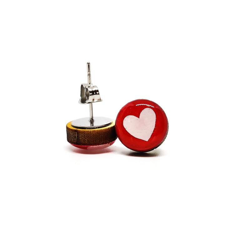 Hearts 10 mm Stud Earrings, Handmade, Posts for Sensitive Ears