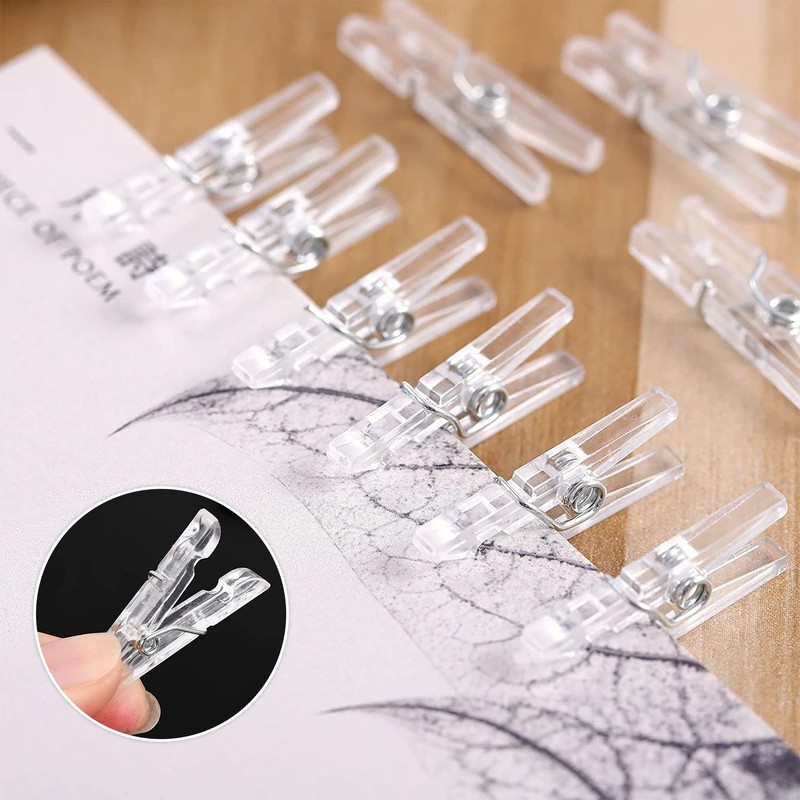 100 Pcs Mini Clear Pegs Tiny Little Photo Clips 35mm