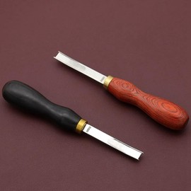 Fahgaer Leather Edge Bevelers Leather Craft Thinned Tool,DIY Skiving Beveling Cutting Tools with Wood Handle Trimmer Red No.6