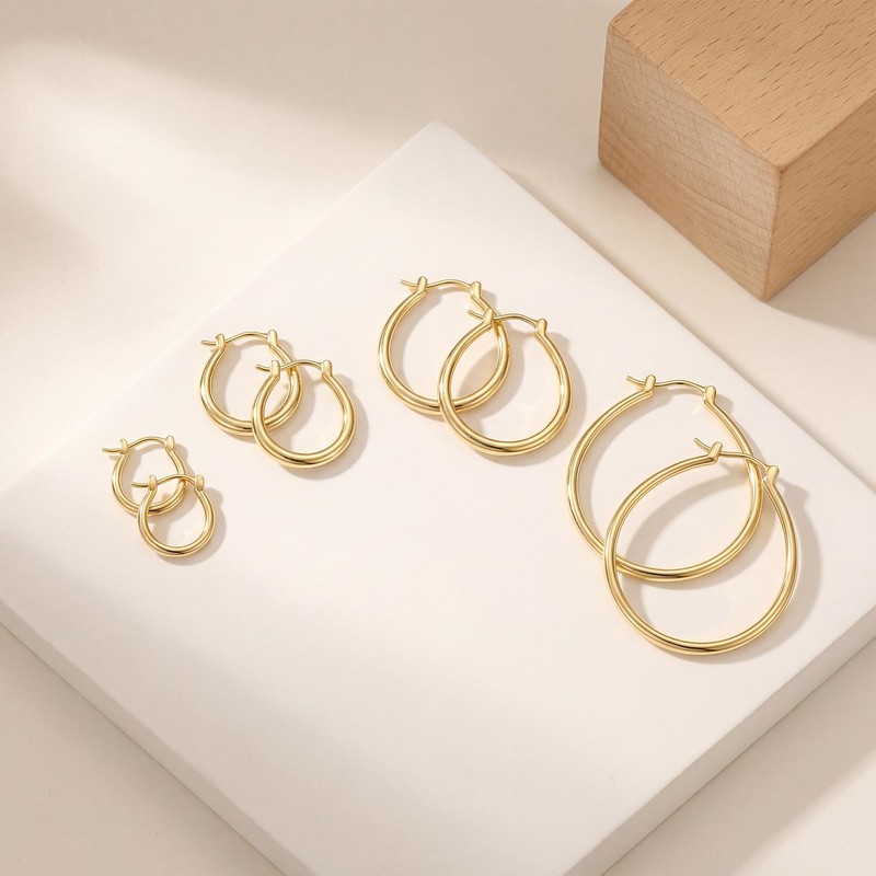 Kelli Myers Gold Hoop Earrings 14K Gold Earrings for Women