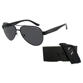 Armani Exchange A｜X AX2034S 60636G Matte Black/Mirror Black Aviator Sunglasses for Men + BUNDLE with Designer iWear Eyewear Kit