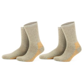 GoWith 2 Pairs Alpaca Wool Socks for Men/Women, Warm Winter Thermal Crew Merino Boot Unisex Heated Socks, Beige L, 6005