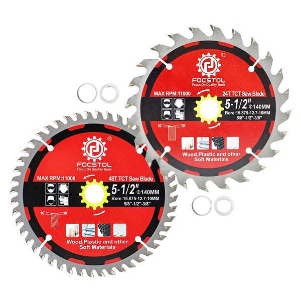 FOCSTOL Wood Cutting Circular Saw Blade 140mm - 2pcs 24+48