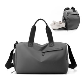 Viiotu Gym Bag Women, Small Duffle Bag with Shoes Compartment & Waterproof Pocket for Women Girl Sports Travel Swimming (Grey)