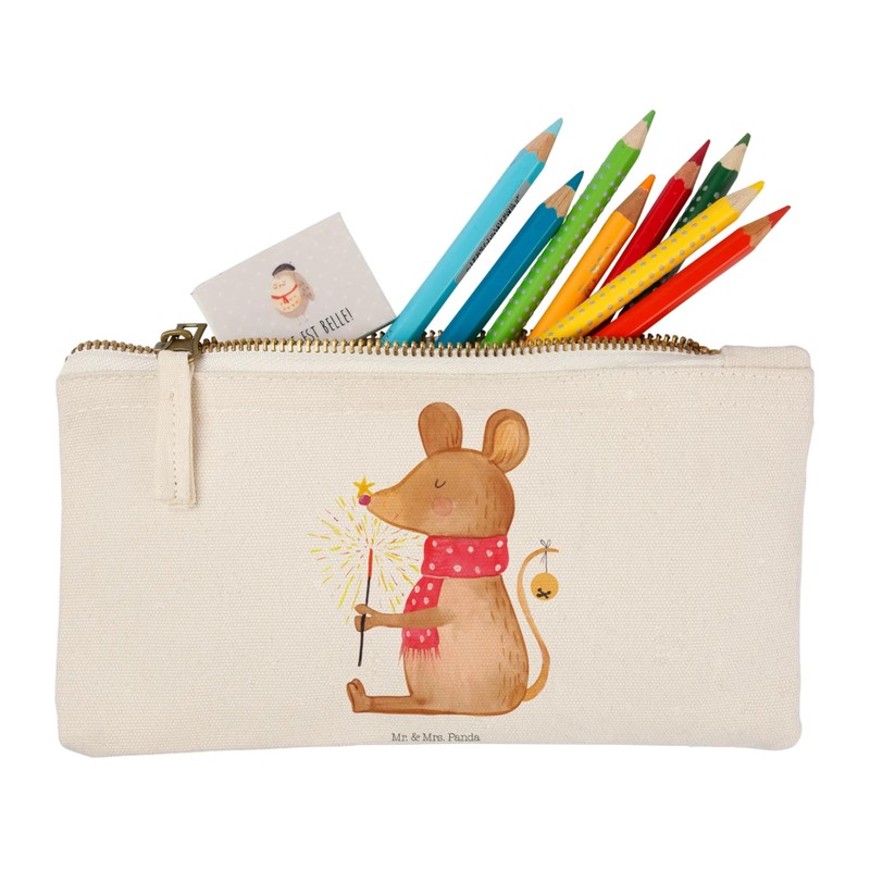 Mr. & Mrs. Panda Christmas Mouse Make-Up Bag, White, Hand