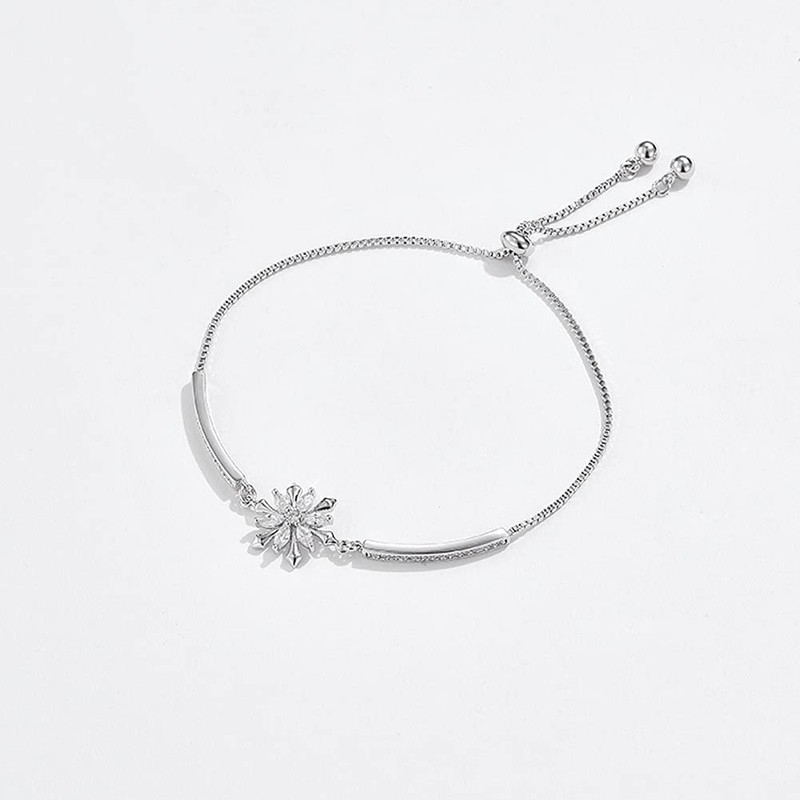 Women's Silver Snowflake Design S925 Sterling Silver Cubic Zirconia Winter