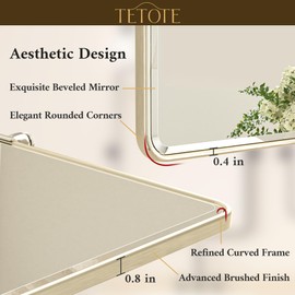TETOTE Brushed Nickel Pivot Rectangle Bathroom Vanity Mirror 24 x 36 Tilt Beveled Mirror, Pivoting Metal Framed Bathroom Wall Mirror for Modern Farmhouse Decor, Horizontal/Vertical
