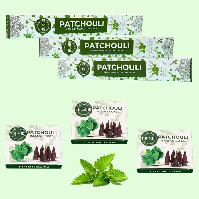 Patchouli Incense Sticks & Incense Cones Combo Pack - 60