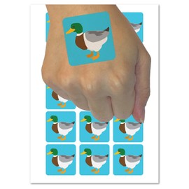 Duck Standing Mallard Solid Temporary Tattoo Water Resistant Fake Body Art Set Collection - 15 2" Tattoos (1 Sheet)